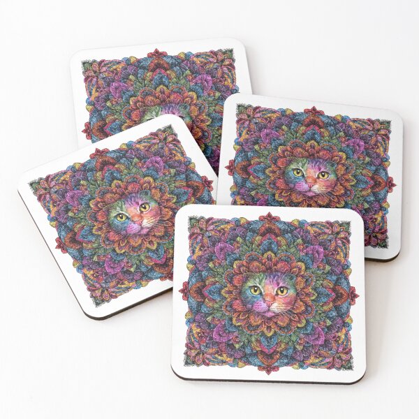 Item preview, Boho Mandala Cat Illustration | Floral Tribal Cat Art | Vintage Ethnic Animal Design designed and sold by Anime9122.