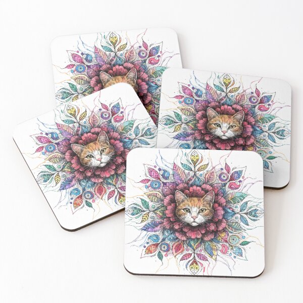 Item preview, Boho Mandala Cat Illustration | Floral Tribal Cat Art | Vintage Ethnic Animal Design designed and sold by Anime9122.