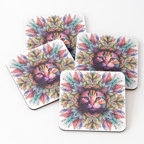 Item preview, Boho Mandala Cat Illustration | Floral Tribal Cat Art | Vintage Ethnic Animal Design designed and sold by Anime9122.