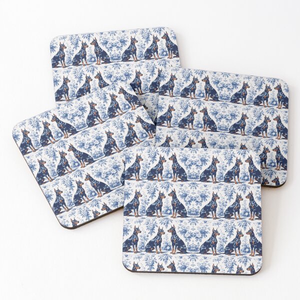 Item preview, Blue French Toile Doberman Dogs designed and sold by LionRoxTee.