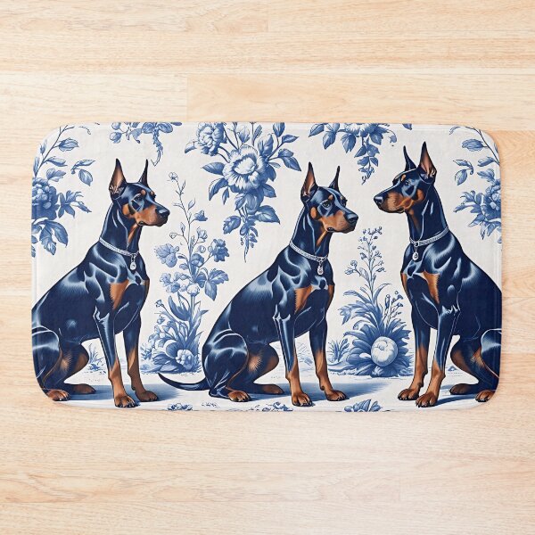 Item preview, Blue French Toile Doberman Dogs designed and sold by LionRoxTee.