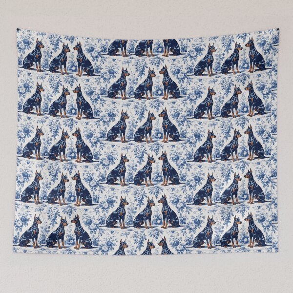 Item preview, Blue French Toile Doberman Dogs designed and sold by LionRoxTee.
