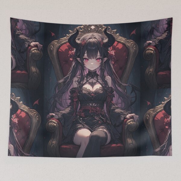 Item preview, Gothic demon girl on a throne designed and sold by ArtsJulian.