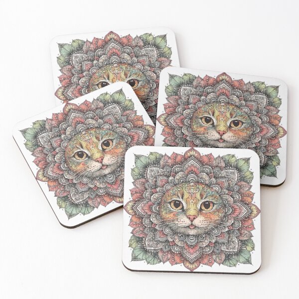 Item preview, Boho Mandala Cat Illustration | Floral Tribal Cat Art | Vintage Ethnic Animal Design designed and sold by Anime9122.