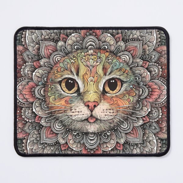 Item preview, Boho Mandala Cat Illustration | Floral Tribal Cat Art | Vintage Ethnic Animal Design designed and sold by Anime9122.