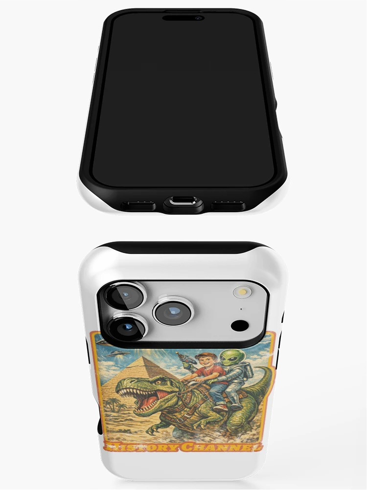 Thumbnail 3 of 4, iPhone Case, Retro Cartoon T-Rex Ride — History Channel designed and sold by Nacho Average Designs.