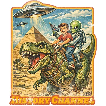 Artwork thumbnail, Retro Cartoon T-Rex Ride — History Channel by Nacho Average Designs