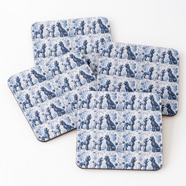 Item preview, Blue French Toile Poodle Dogs designed and sold by LionRoxTee.