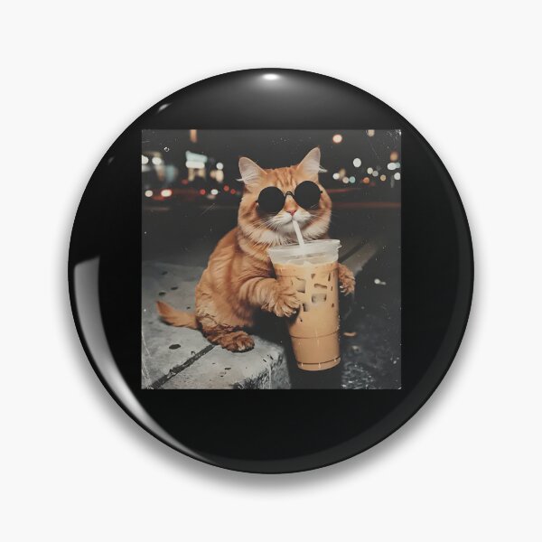 Item preview, Cat Drinking Iced Coffee designed and sold by PatternGallery.