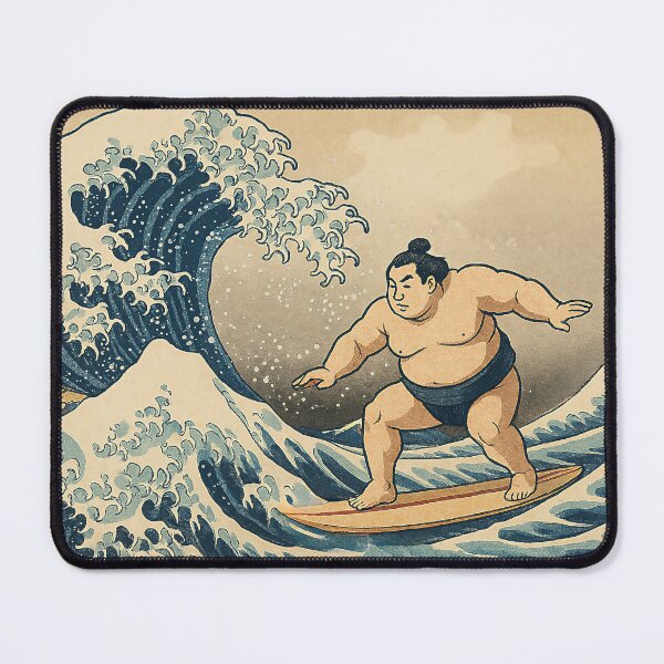 Item preview, Sumo Surfer Great Wave Parody designed and sold by KumoNeko Store.