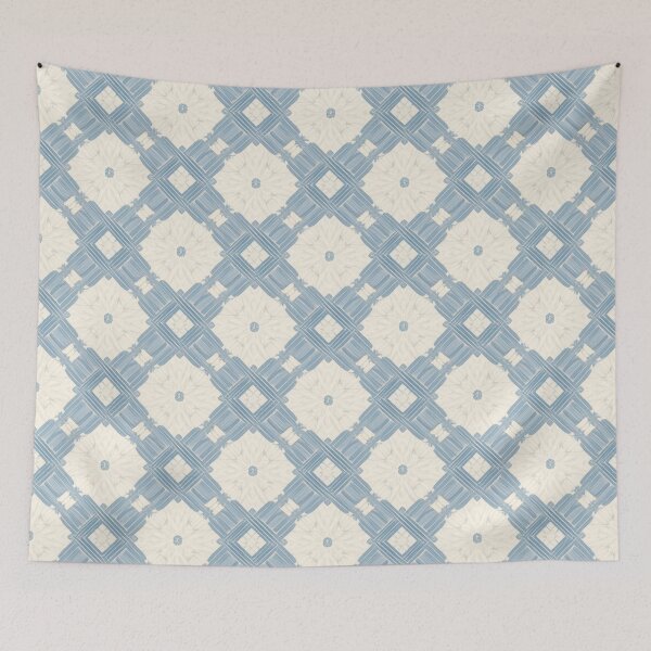 Item preview, Ivory Serenity and Ocean Blue Abstract Basket Weave designed and sold by burbankdesigns.
