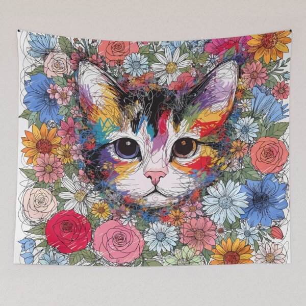 Artikelvorschau, Boho Mandala Cat Illustration | Floral Tribal Cat Art | Vintage Ethnic Animal Design entworfen und verkauft von Anime9122.