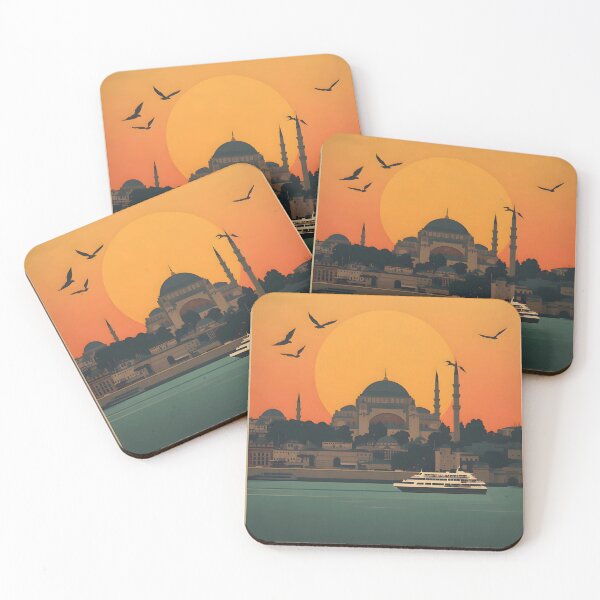 Item preview, Vintage Istanbul Hagia Sophia Sunset Travel Poster designed and sold by FestivityFinds.