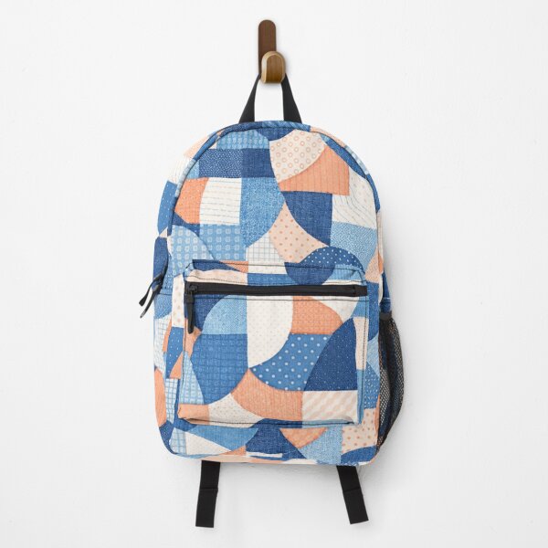 Item preview, Eclectic Blue Peach Geometric Patchwork Pattern designed and sold by AndreBarnard.