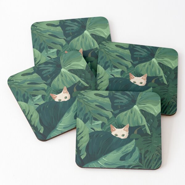 Item preview, Hidden Cat in Tropical Leaves I designed and sold by TinyWarmThing.