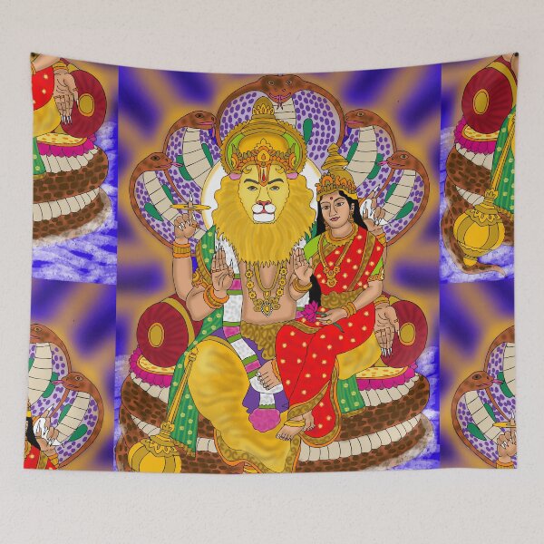 Item preview, Lord Lakshmi Narasimha Artwork – Divine Hindu Protection and Prosperity Art designed and sold by Harshit_Digital_Arts.