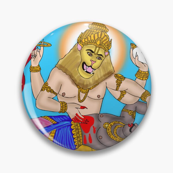 Item preview, Lord Lakshmi Narasimha Illustration – Hindu Spiritual Warrior Art designed and sold by Harshit_Digital_Arts.