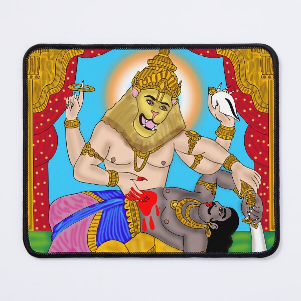 Item preview, Lord Lakshmi Narasimha Illustration – Hindu Spiritual Warrior Art designed and sold by Harshit_Digital_Arts.