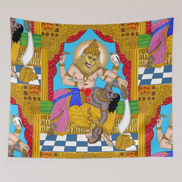 Item preview, Lord Lakshmi Narasimha Illustration – Hindu Spiritual Warrior Art designed and sold by Harshit_Digital_Arts.