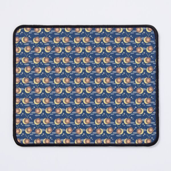 Item preview, Small scale of Navy Blue Celestial Sun Moon Whimsical Night Sky Pattern designed and sold by DColourMuse.