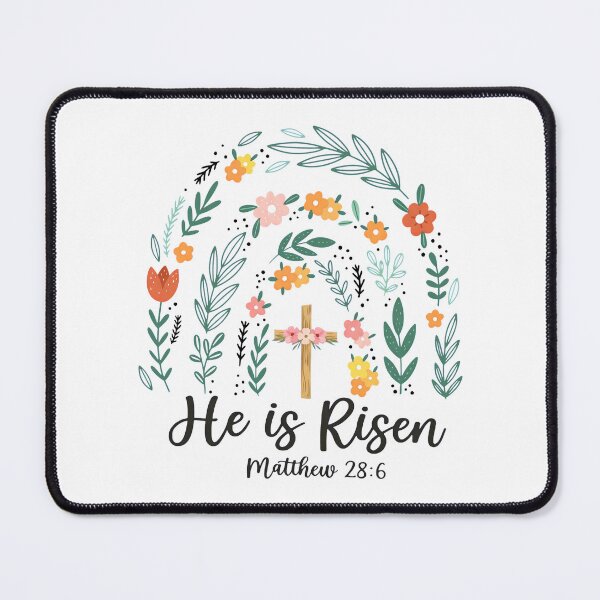Item preview, He Is Risen Floral Cross Easter Scripture designed and sold by OlyvieArt.