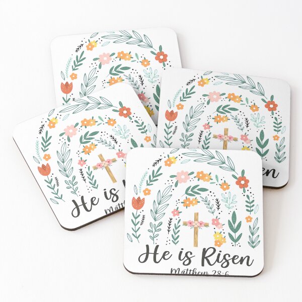 Item preview, He Is Risen Floral Cross Easter Scripture designed and sold by OlyvieArt.