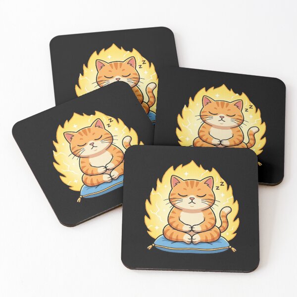 Item preview, Super Saiyan Zen: The Meditating Ginger Cat designed and sold by Paws And Pause.