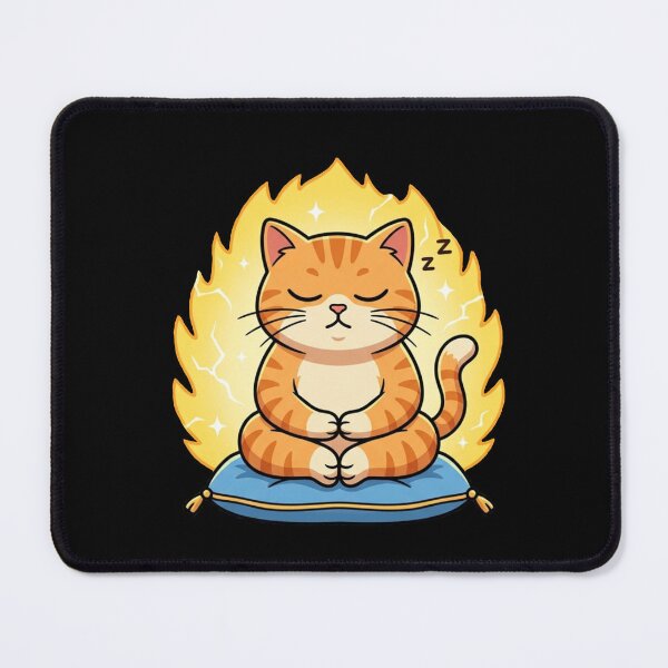 Item preview, Super Saiyan Zen: The Meditating Ginger Cat designed and sold by Paws And Pause.