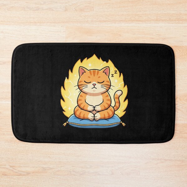 Item preview, Super Saiyan Zen: The Meditating Ginger Cat designed and sold by Paws And Pause.