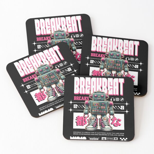 Item preview, BREAKBEAT - Robo Breaks (White) designed and sold by Discothreadz.
