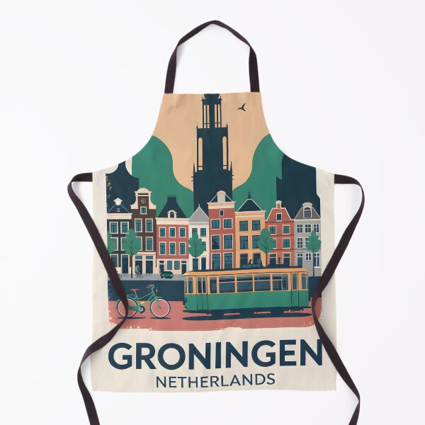 Item preview, Vintage Groningen Netherlands Sticker with Tram and Bicycle designed and sold by FestivityFinds.