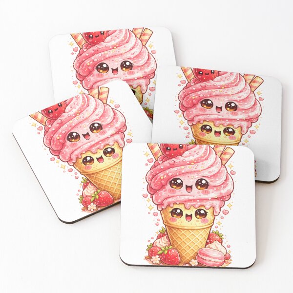 Artikelvorschau, Erdbeereiswaffel Kawaii entworfen und verkauft von redsharkuk.