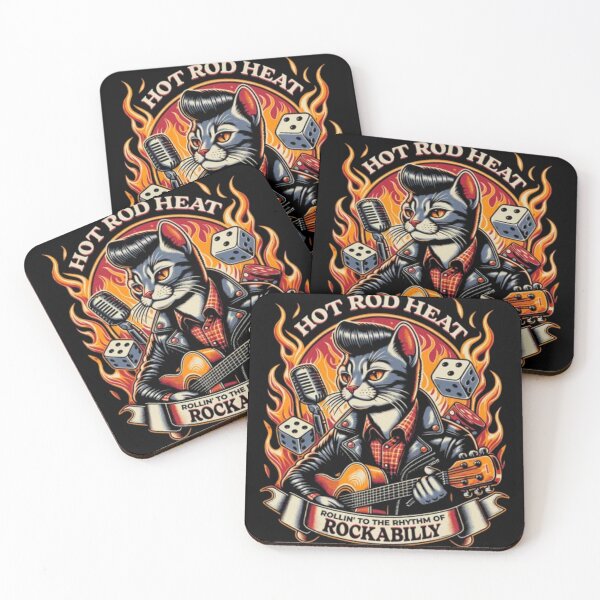 Item preview, Rockabilly Cat Hot Rod Heat - Retro Guitar Musician designed and sold by GenZFashion000.