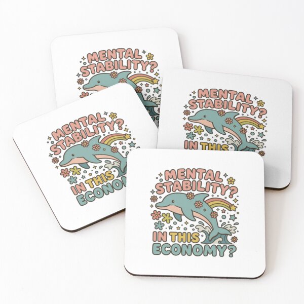 Item preview, Mental Stability In This Economy - Funny Retro Dolphin Quote Art designed and sold by HBDStudio.