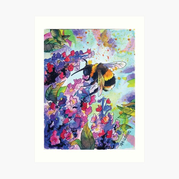 Drink up little bee Art Print