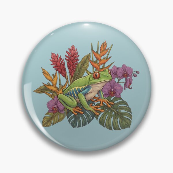 Item preview,  Red Eyed Tree Frog with Tropical Flowers designed and sold by BirdsnStuff.