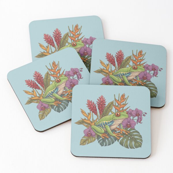 Item preview,  Red Eyed Tree Frog with Tropical Flowers designed and sold by BirdsnStuff.