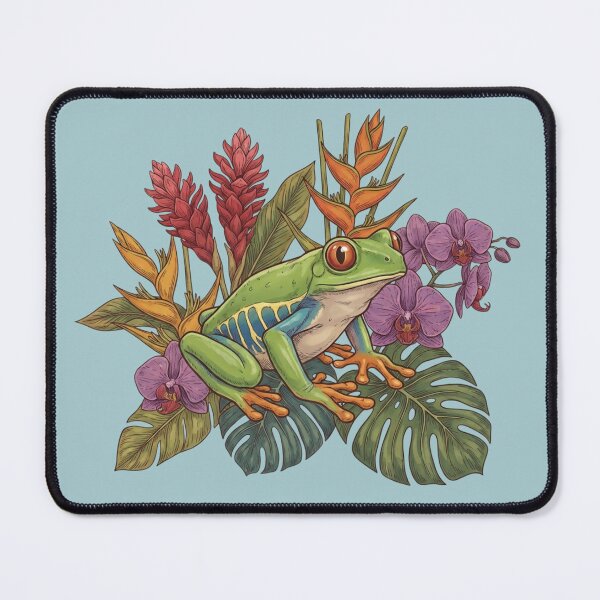 Item preview,  Red Eyed Tree Frog with Tropical Flowers designed and sold by BirdsnStuff.