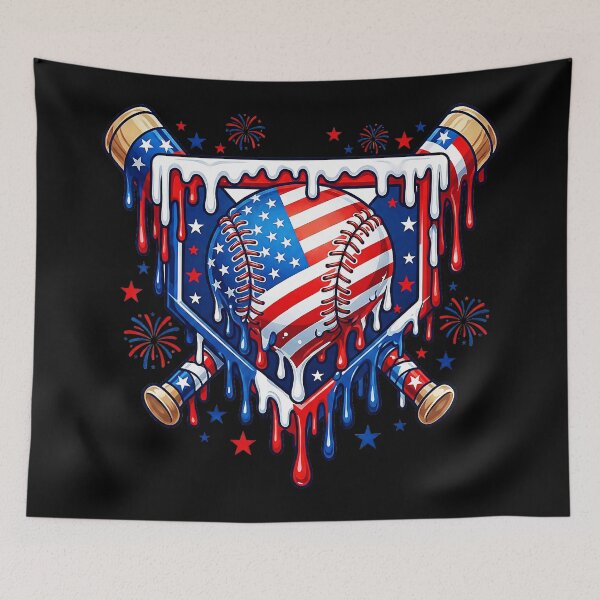 Item preview, Baseball Flag Drip Patriotic Sports Heart designed and sold by miaa-artistshop.