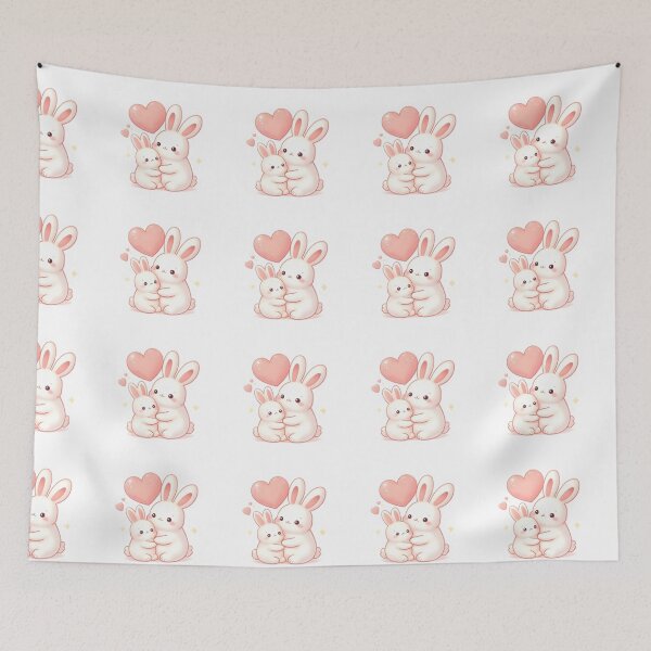 Item preview, Kawaii Mama Bunny & Baby Snuggles – Cute Mother’s Day Bunny Art, Pastel Hugging Rabbits, Adorable Kawaii Animal Illustration designed and sold by SmartyWonders.