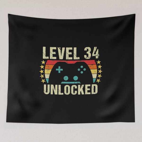 Item preview, Level 34 Unlocked Gamer Birthday Vintage Style  designed and sold by FGTV2021.