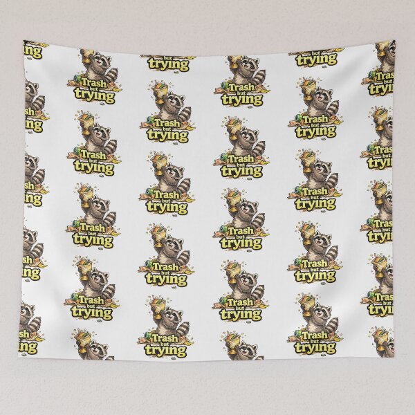 Item preview, Trash but Trying Raccoon Sticker designed and sold by MonkiFlipp.