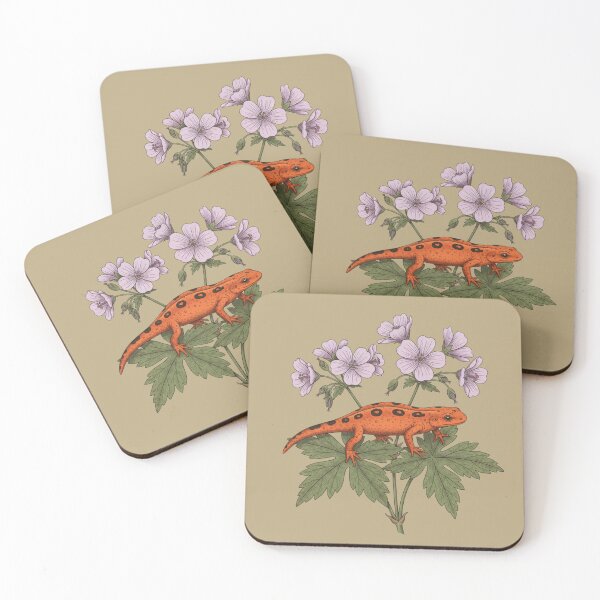 Item preview, Red Spotted Newt Eastern Newt Red Eft with Wild Geranium designed and sold by BirdsnStuff.