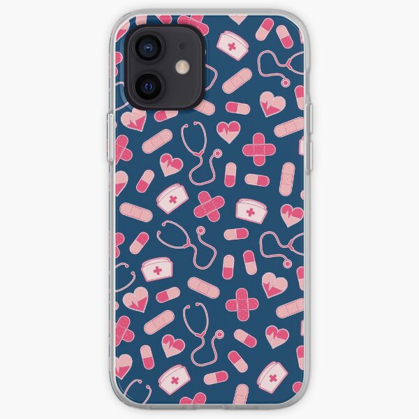 Patrón de enfermera rosa y azul Funda blanda para iPhone