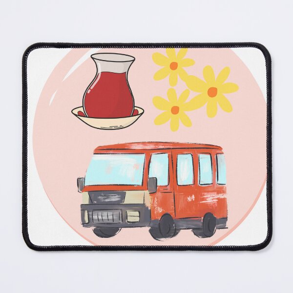 Item preview, Retro Turkish Service Van and Tea Glass Flat Illustration | Nostalgic Travel Art designed and sold by Atlasoloji.