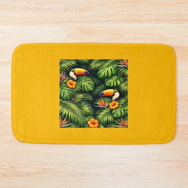 Item preview, Tropical Toucan Jungle Pattern | Exotic Leaves & Orange Hibiscus Flowers | Vibrant Rainforest Bird Design | Botanical Summer Art designed and sold by TheSlowShore.