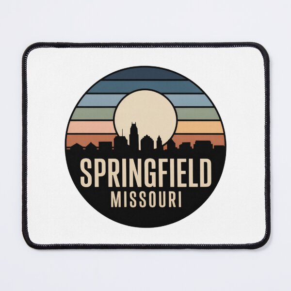 Item preview, Springfield Missouri: Retro Muted Blue Green Sunset Skyline Badge designed and sold by CircinusStore.