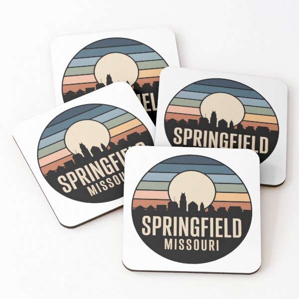 Item preview, Springfield Missouri: Retro Muted Blue Green Sunset Skyline Badge designed and sold by CircinusStore.