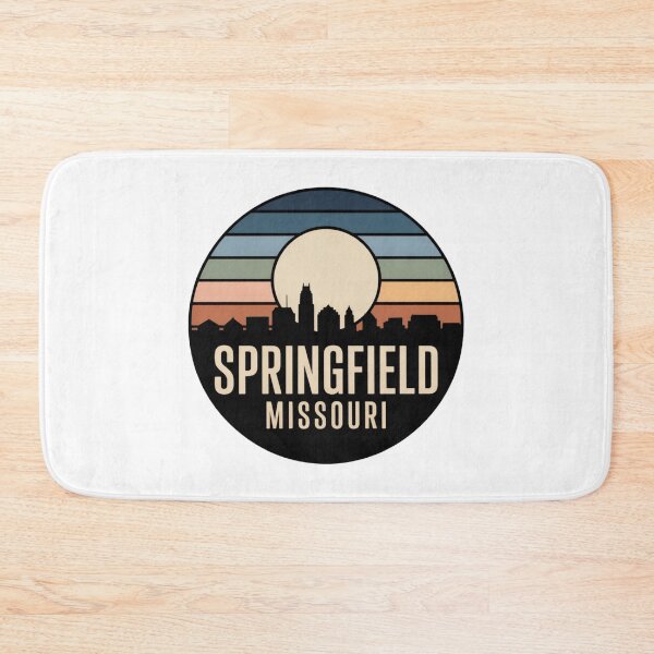 Item preview, Springfield Missouri: Retro Muted Blue Green Sunset Skyline Badge designed and sold by CircinusStore.