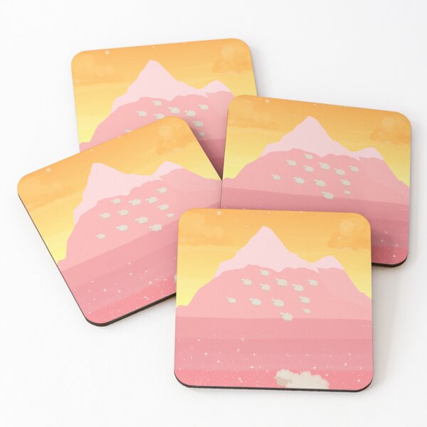 Item preview, Whimsical Pink Mountains & Cute Sheep designed and sold by Atlasoloji.